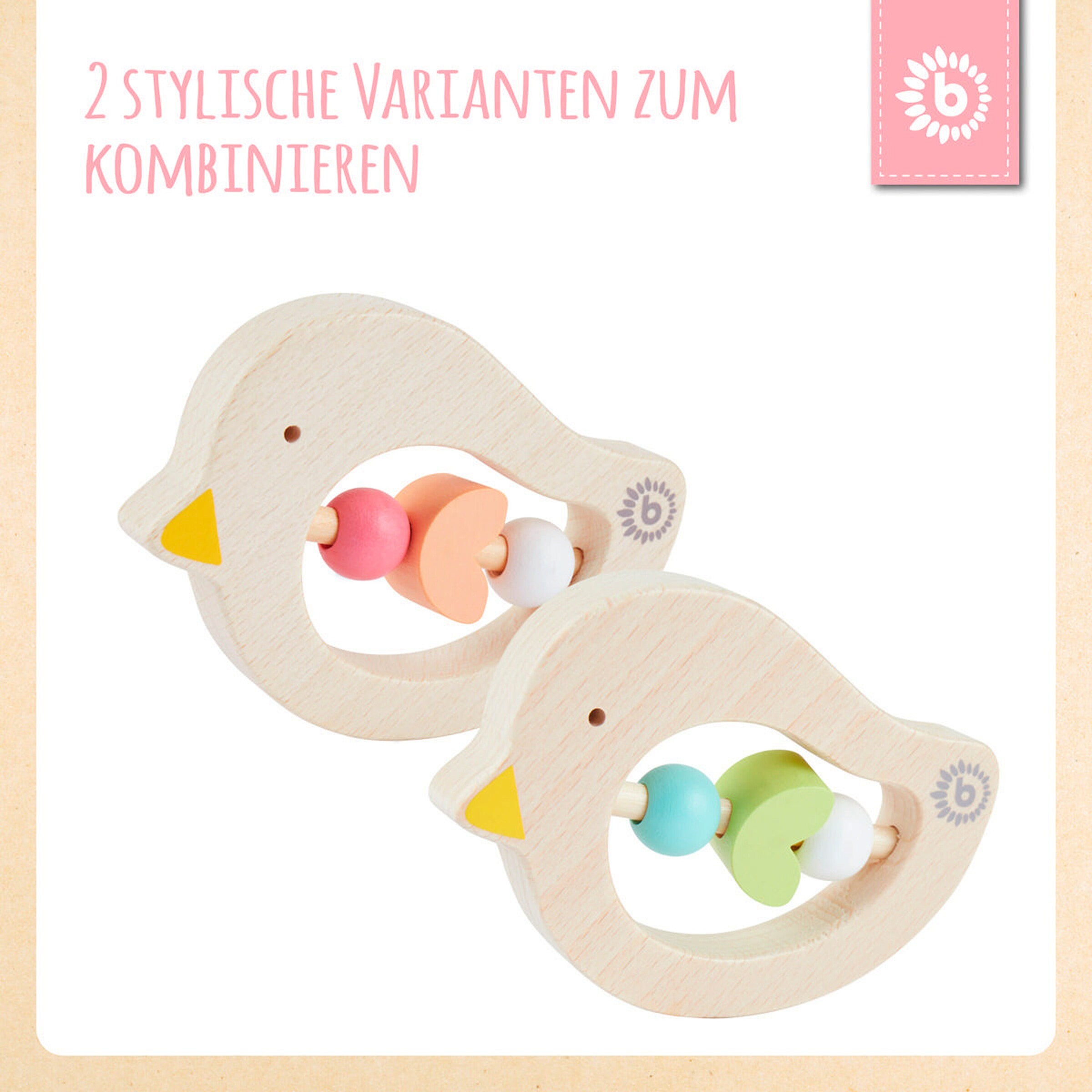 Bieco Beißring Holz Vogel - ab Geburt Orange