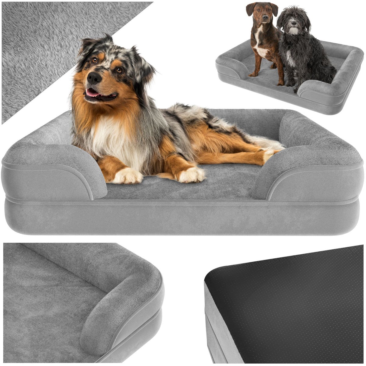 Orthopedisch hondenbed tectake Kimba met afneembare, waterdichte pluche hoes, wasbaar