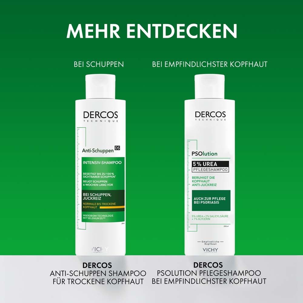 Vichy DERCOS Psolution Pflegeshampoo: Beruhigendes Pflegeshampoo mit 5 % Urea gegen trockene juckende Kopfhaut – für empfindliche Kopfhaut geeignet