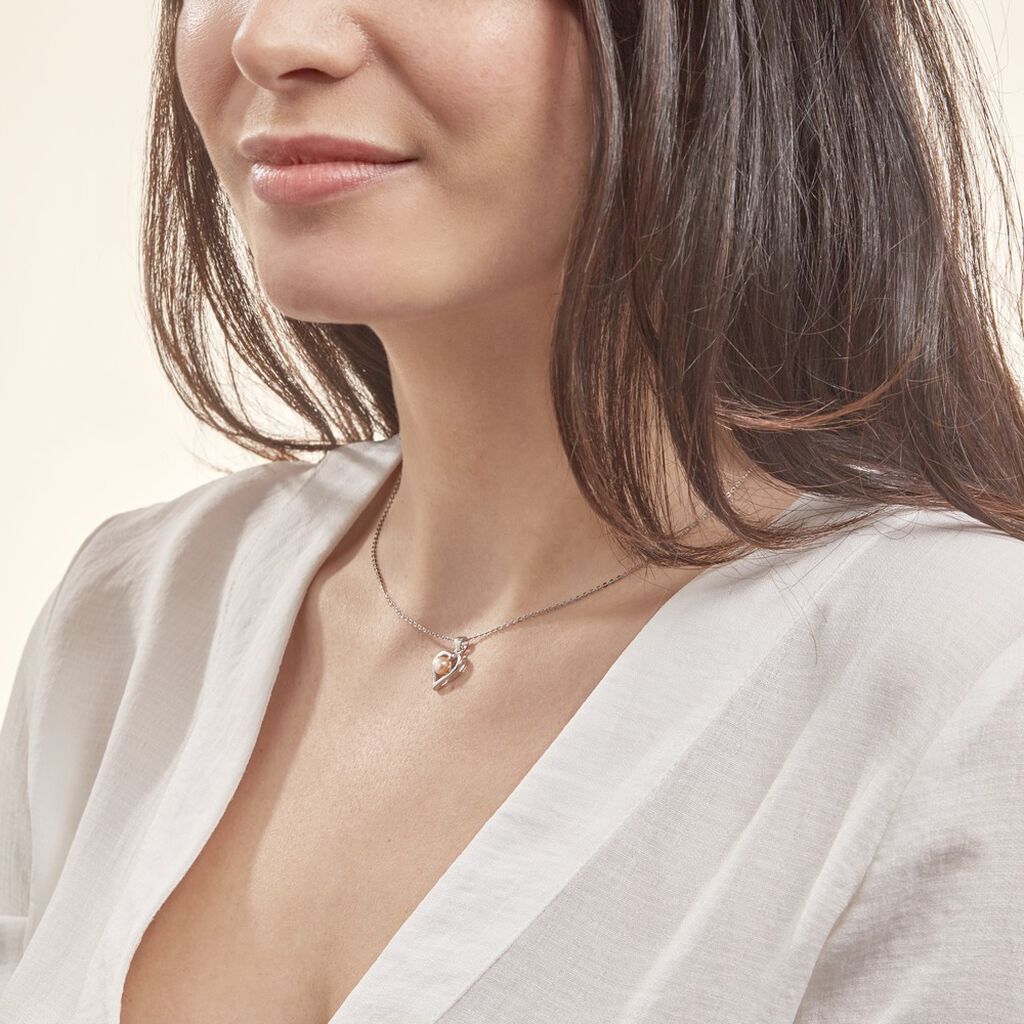 Collier Saynaae Argent Blanc Perle De Culture