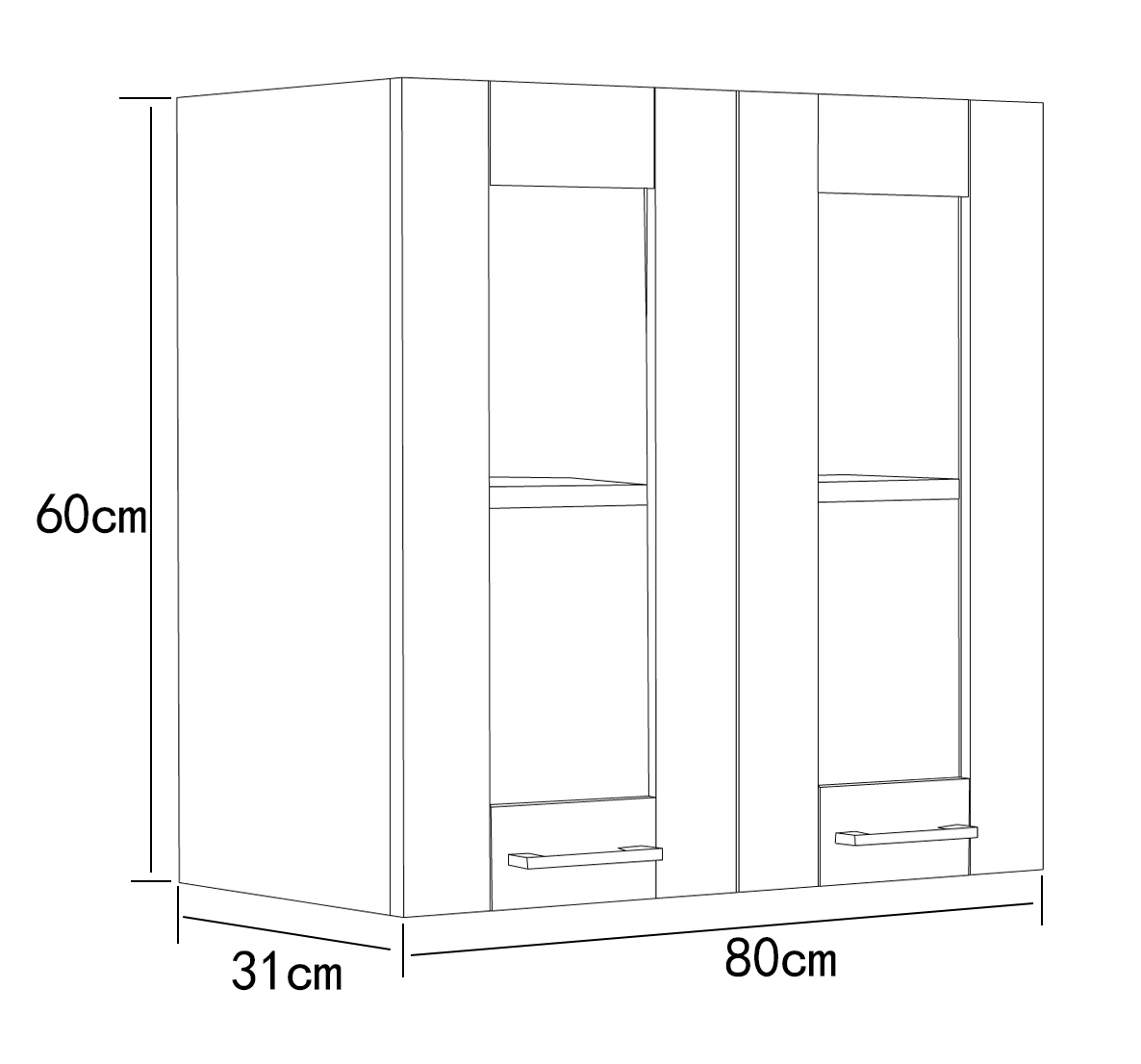 Glas-Hängeschrank COLURA - weiß-anthrazit - 80 cm
