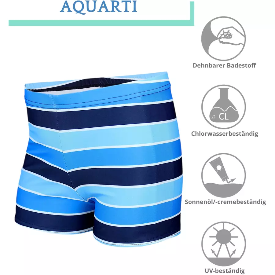 Aquarti Jungen Badehose Gestreift mit Motiven türkis