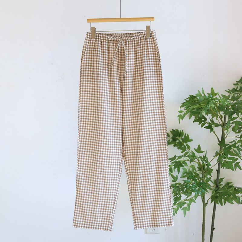 Dogini - Bijpassende pyjamabroek met hoge taille en ruitmotief (verschillende ontwerpen)