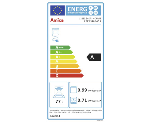 Amica oven zonder kookplaat EBPX 946 640 S, bruikbaar volume 77 l