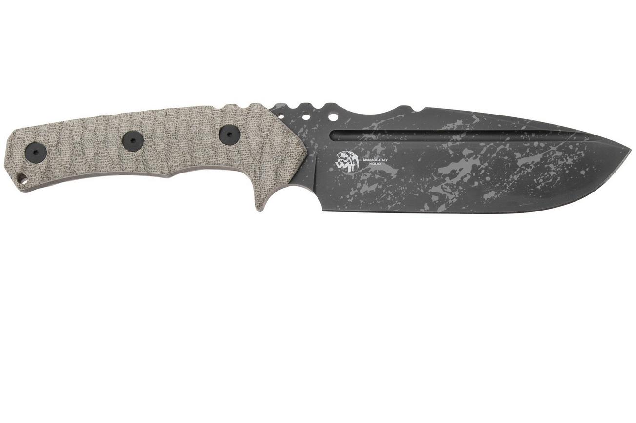 Fox Knives Uro FX-623-ODA, Acid Washed Niolox, OD-Green Micarta vaststaand mes, Wander Tactical design