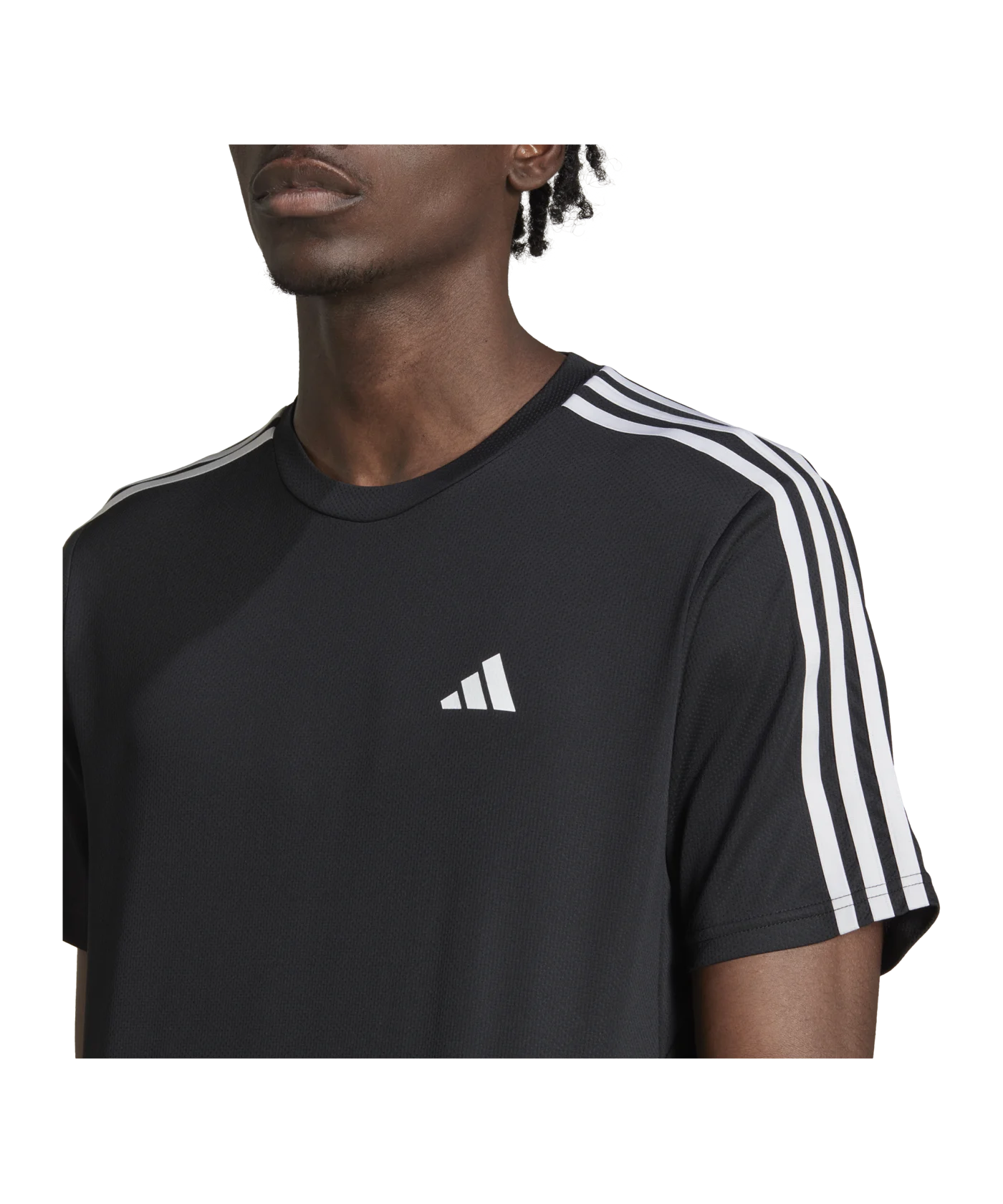 adidas Base 3-Stripes T-Shirt Schwarz Weiss