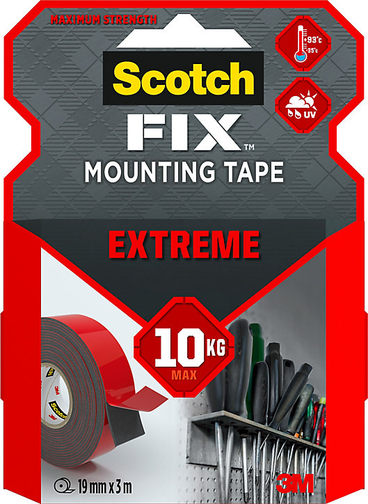 Double face 3M Extrême 19 mm x 3 m transparent, 10 kg