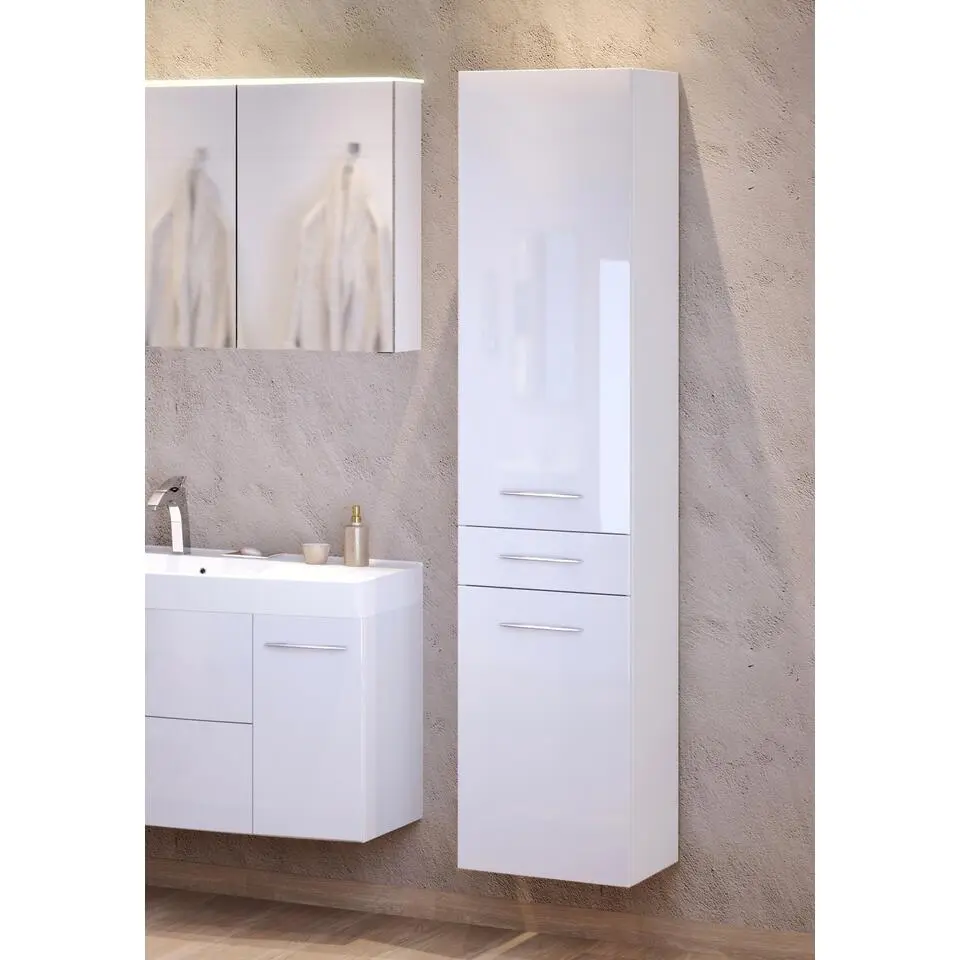 Kolomkast Florent 40cm met 2 deuren & lade - wit