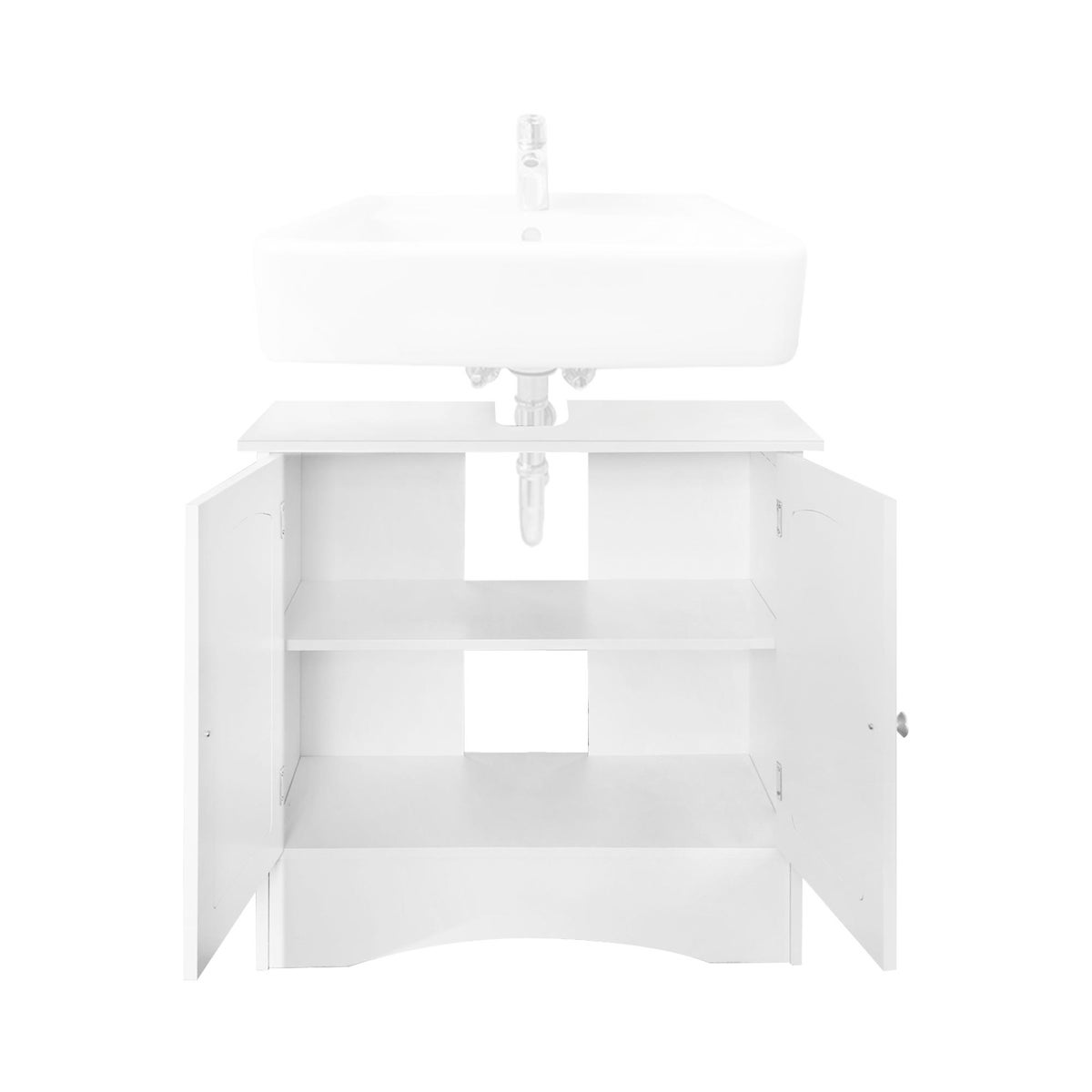 ML-Design 2-delige badkamermeubelset, badkamermeubelset, wastafelmeubel met onderkast in landelijke stijl, moderne spiegelkast, badkamerkast, wit, hout, veel opbergruimte