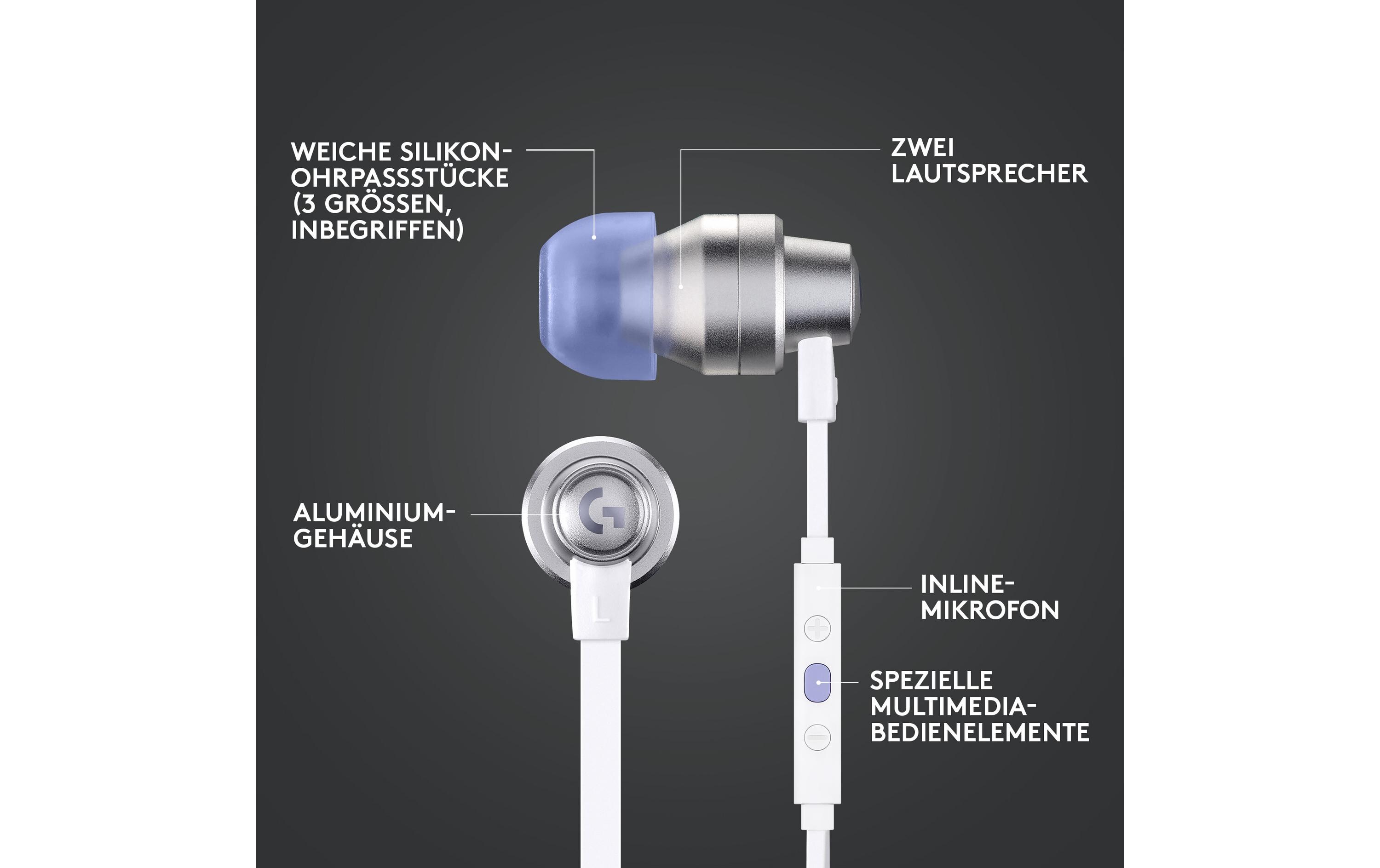 Headset G333 Gaming WeissGaming-Ohrhörer für klare Kommunikation auf PC, Konsolen und Mobilgeräten