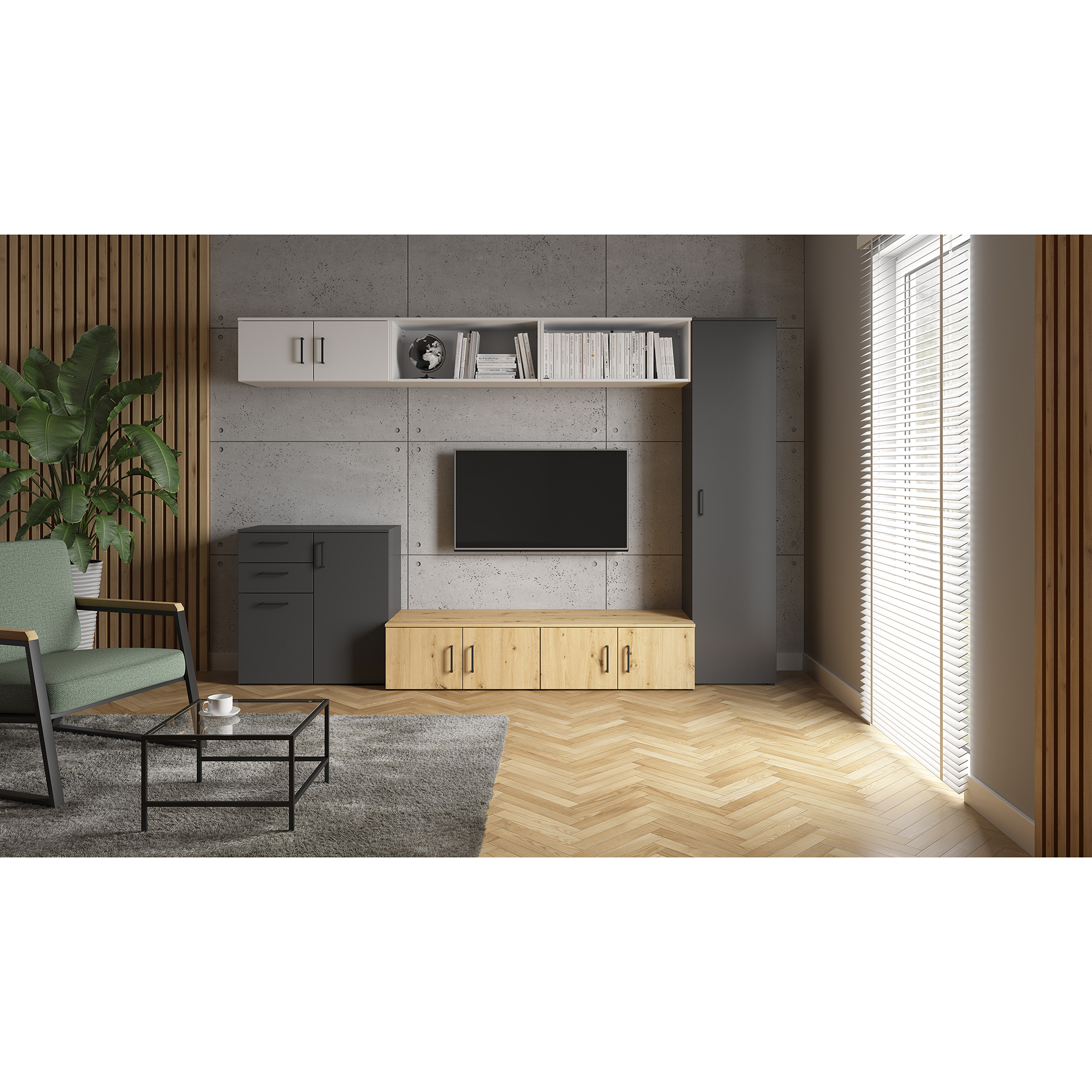 Aufsatzschrank/ Stand-Hängeelement - Artisan Eiche - 80 cm breit