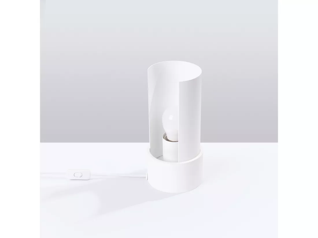Lampe de bureau Flash minimaliste en acier - 1 sources lumineuses - L.10 x H.21 cm - blanc