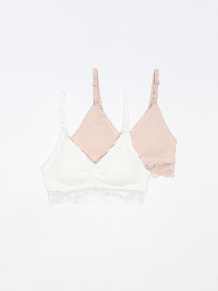 Conjunto com 2 Sutiãs de Amamentação de Renda - Rosa