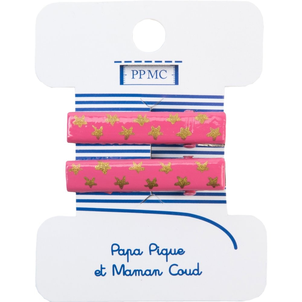 Petite Barrette Croco Etoile Or Fucshia Cr008