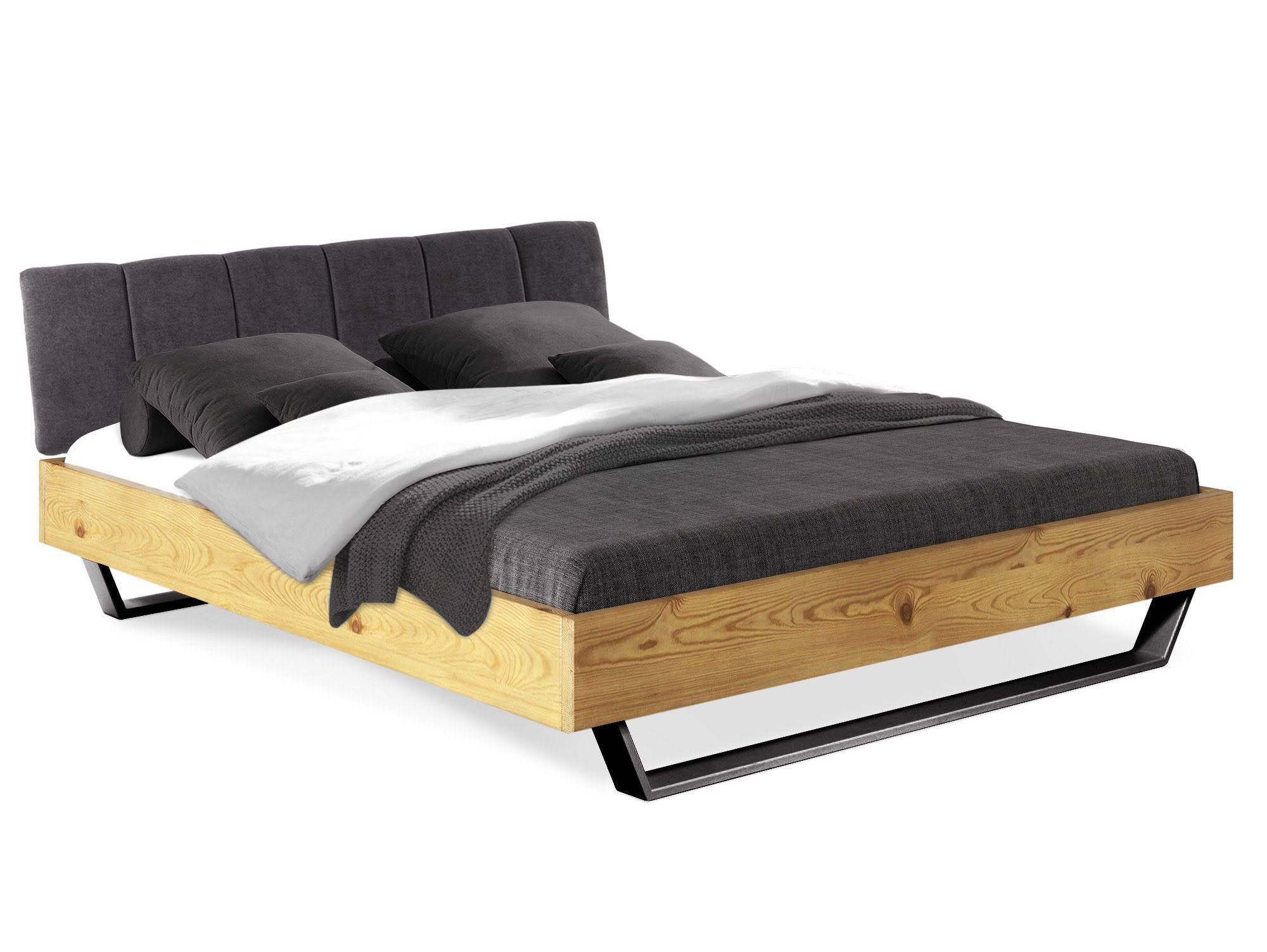 möbel-eins Massivholzbett Curby Kufenbett mit Polsterkopfteil Material