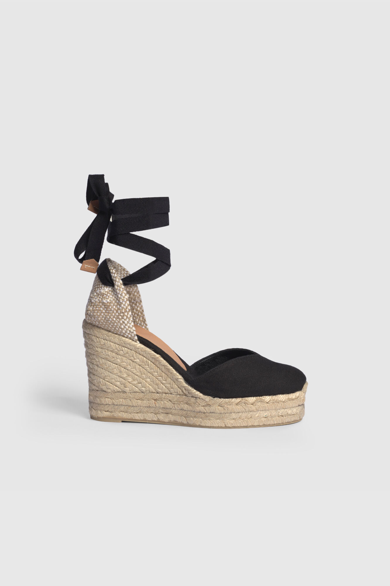 Espadrille Chiara de lona com salto plataforma - Preta