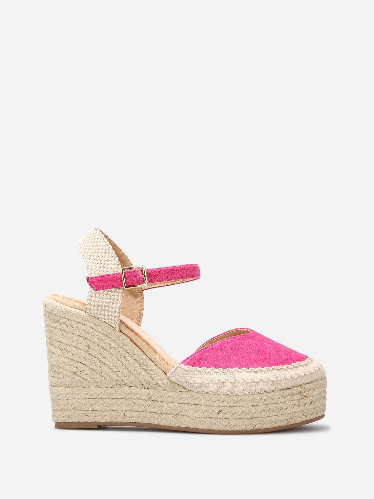 Espadrilles compensées à bride- Fuchsia