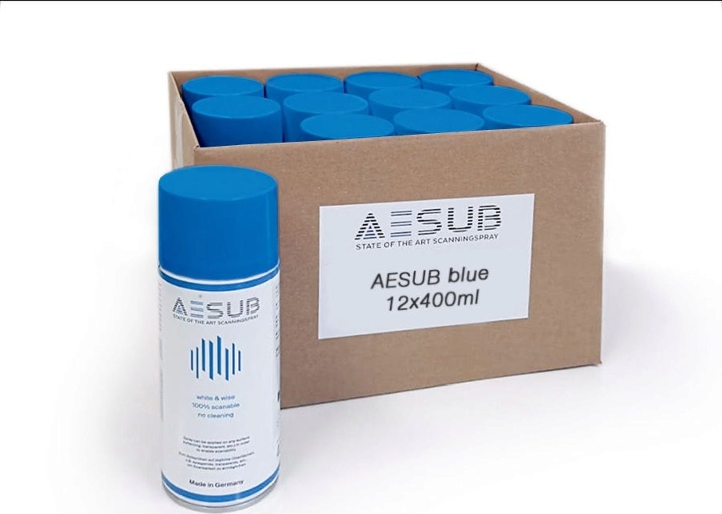 AESUB  Blue Scanningspray, 400 ml    Universelles, selbstverflüchtigendes 3D Scanningspray für verbesserte Messung