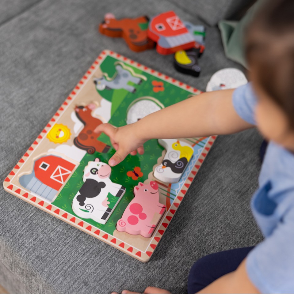 Melissa & Doug - Bondegårds Chunky Puslespil (8 brikker)