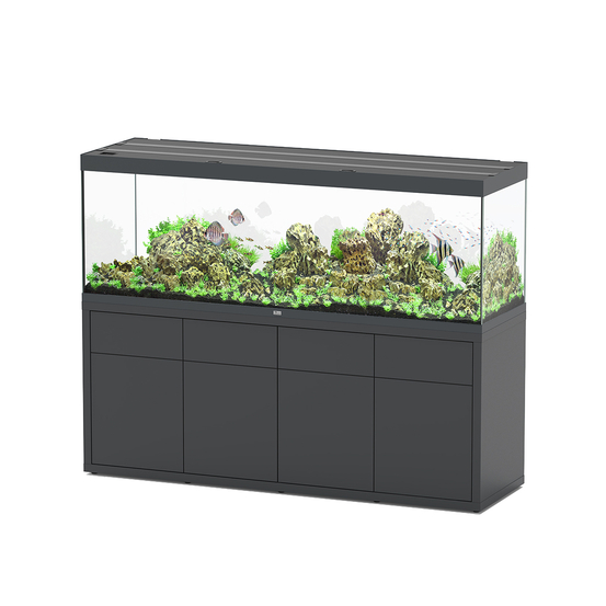 Aquarium et Meuble 4 portes Sublime Led 2.0 Gris L.200x P.60x H.70 cm
