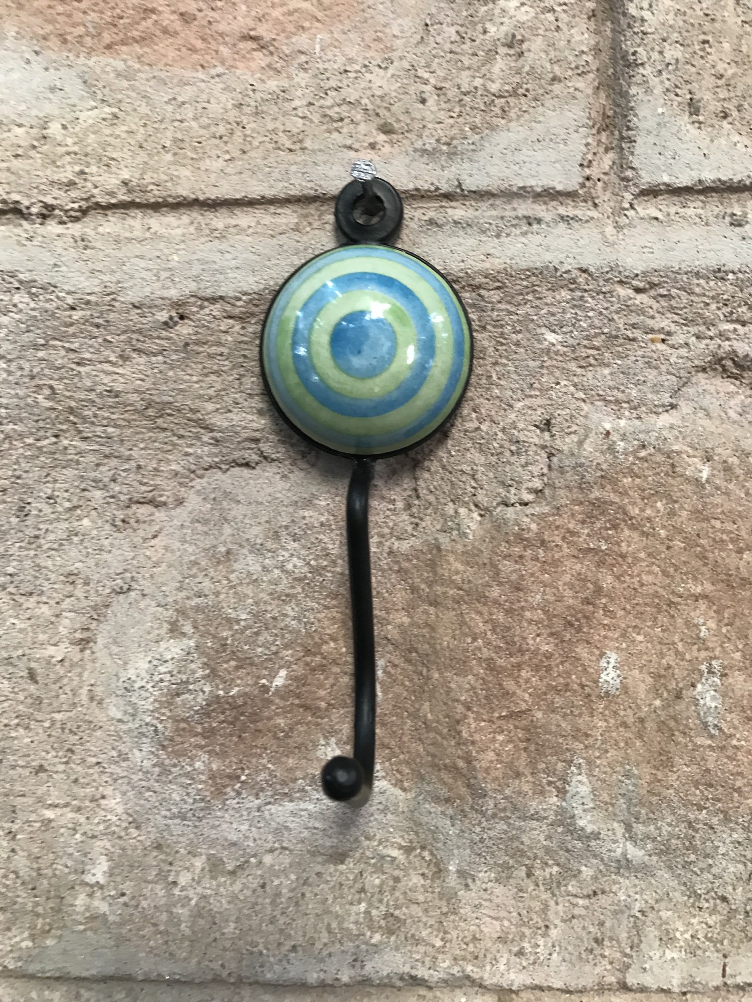 Wandhaken 1fach, blau/grün, L 4,5 cm, B 4,5 cm, H 15 cm von fischer's lagerhaus