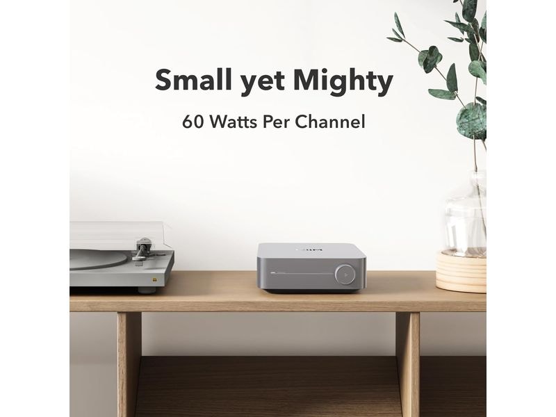 WiiM Netzwerk-Audioplayer Amp Grau Multiroom-Streaming-Verstärker mit Sprachsteuerung