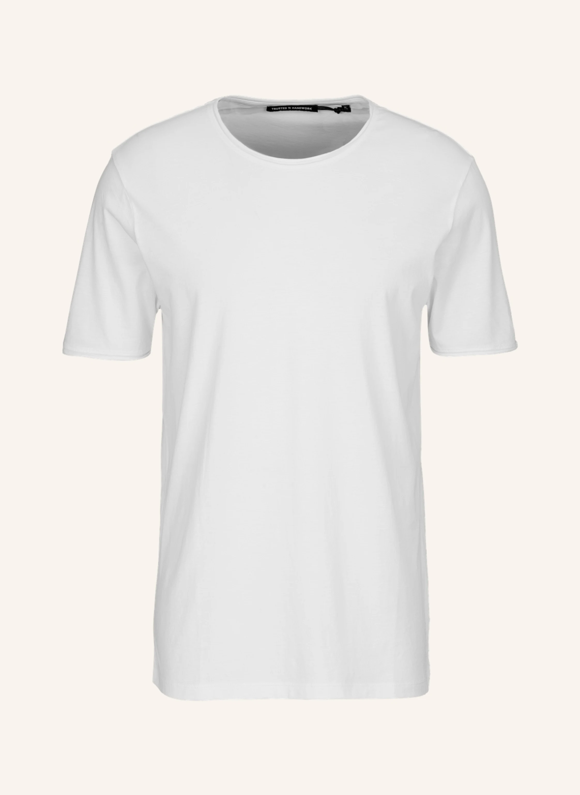 TRUSTED HANDWORK Round Neck 1/2-Sleeve T-Shirt with Roll Edge