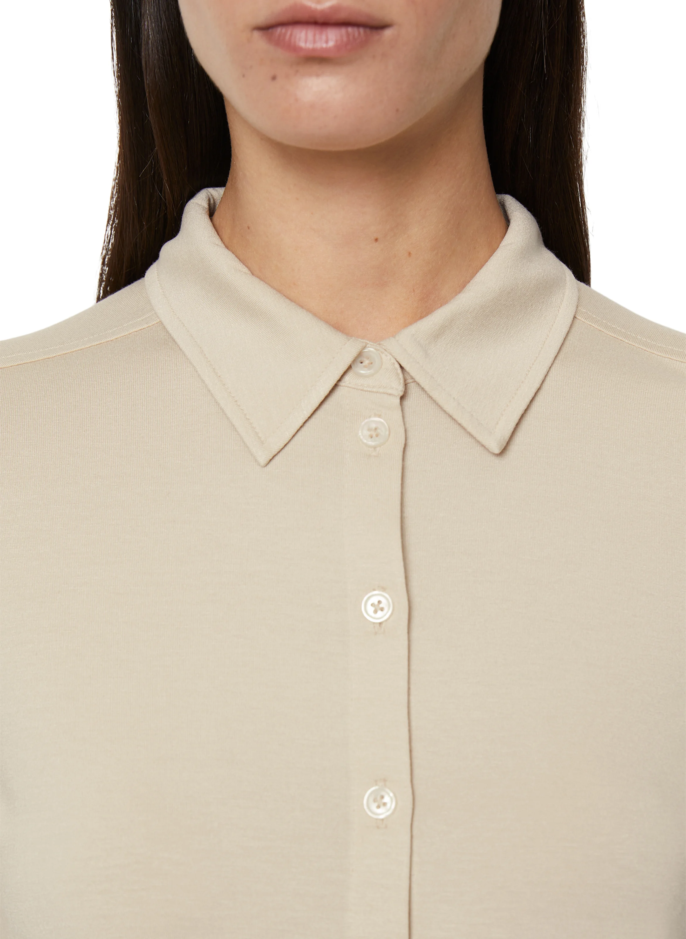 Chemise fluide col classique| Beige