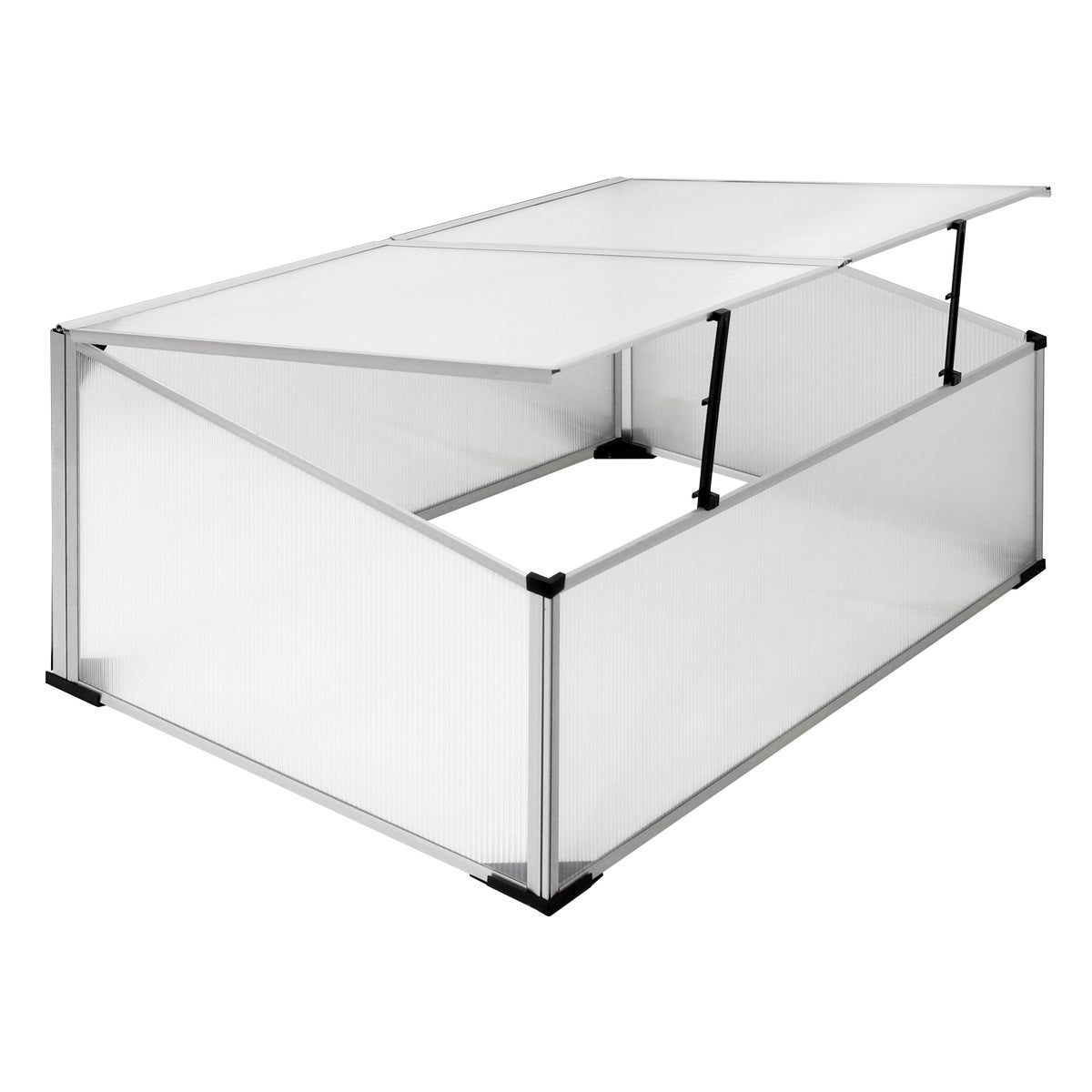 ECD Germany Aluminium Kweekkas met Tweedelig Dak, 100x60x40 cm, 0,6 m² Oppervlakte, Gemaakt van Transparant Polycarbonaat, Weerbestendig, Kweekkas Tomatenkas Plantenkas
