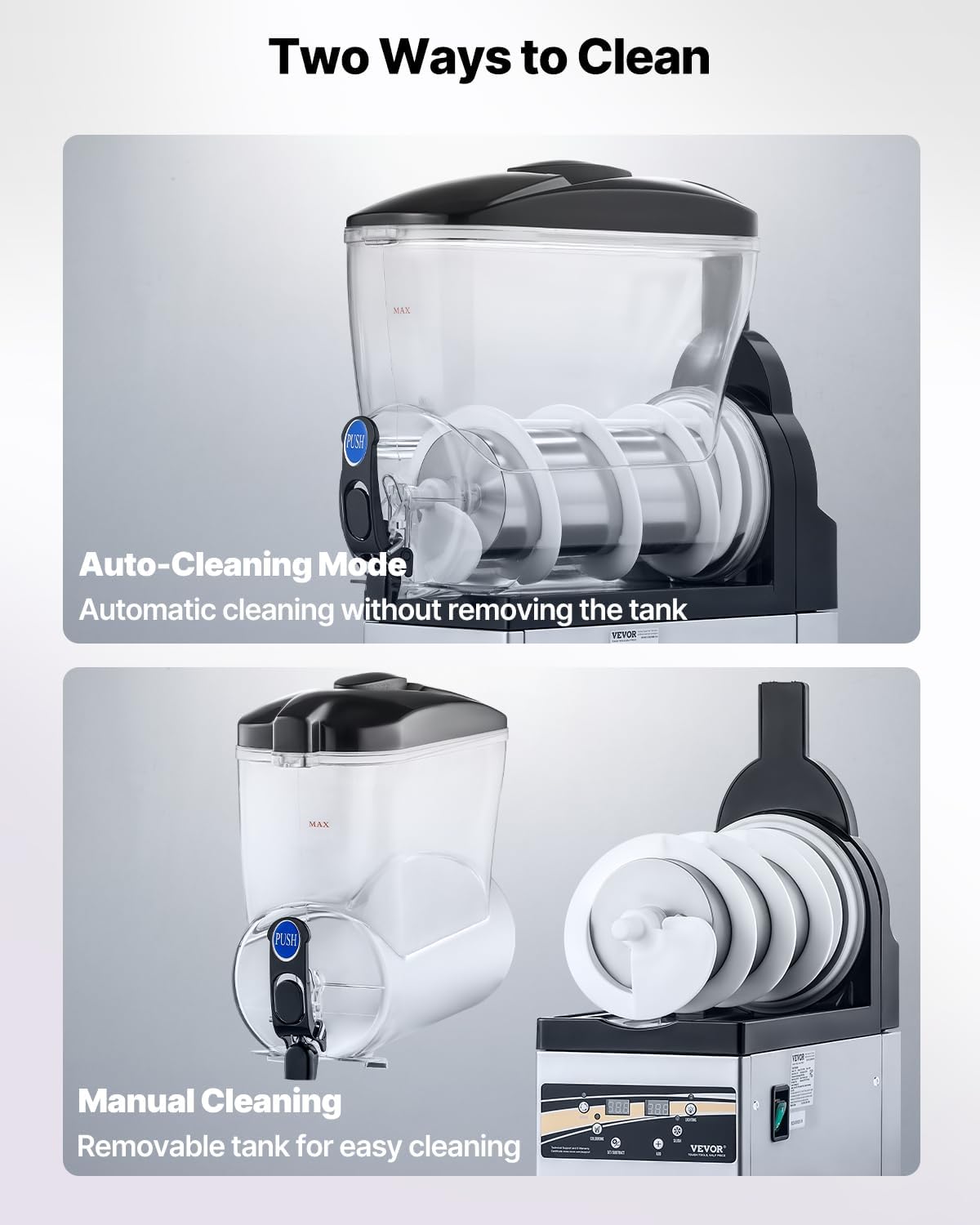 VEVOR kommerzieller Frozen Drink Maker, 15 L Slush-Maschine 60 Tassen Margarita-Smoothie-Maschine aus Edelstahl, Slush-Maker für Zuhause Partys Restaurants Cafés Bars