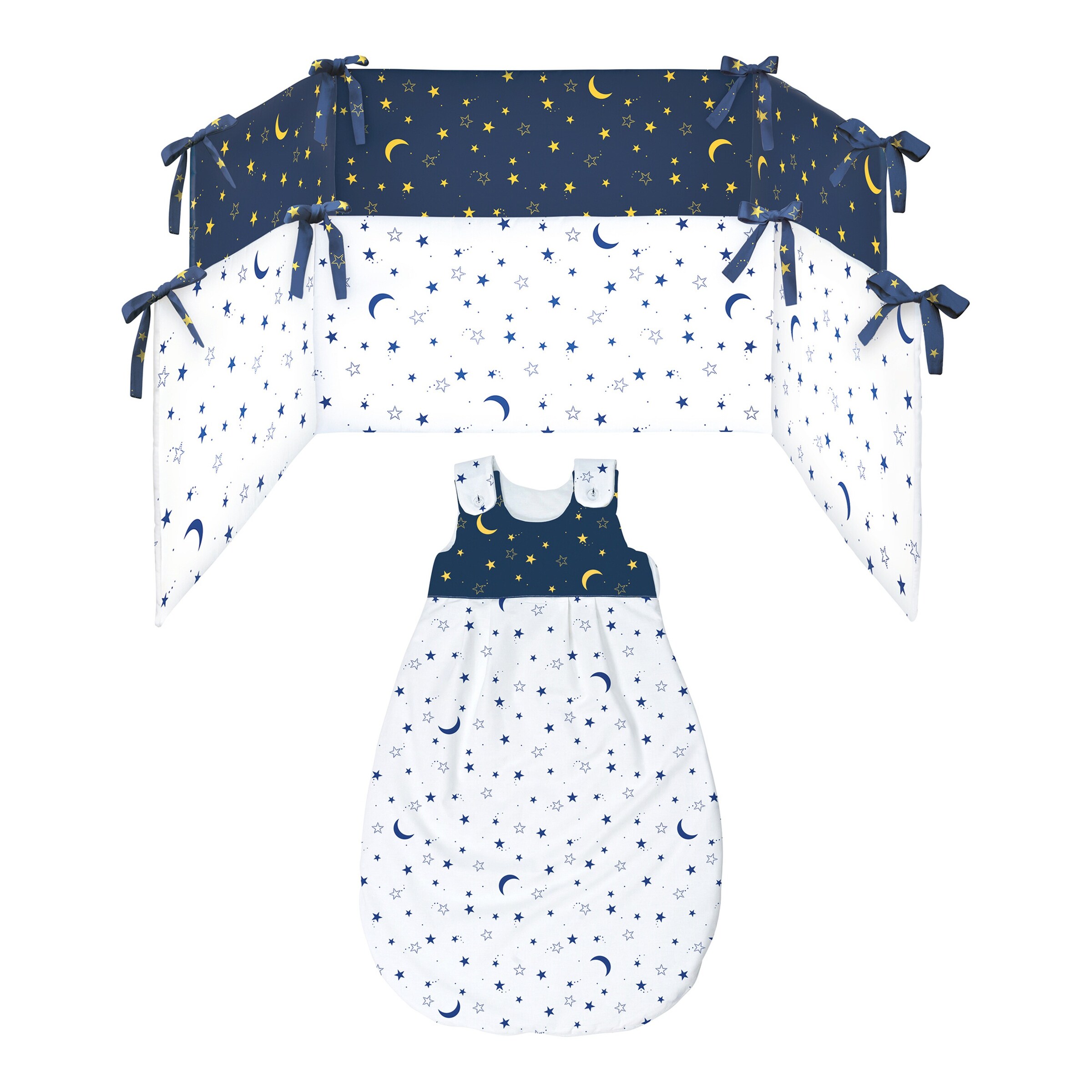 BORNINO HOME Nestchen Mond und Sterne 34x180 cm weiß / blau