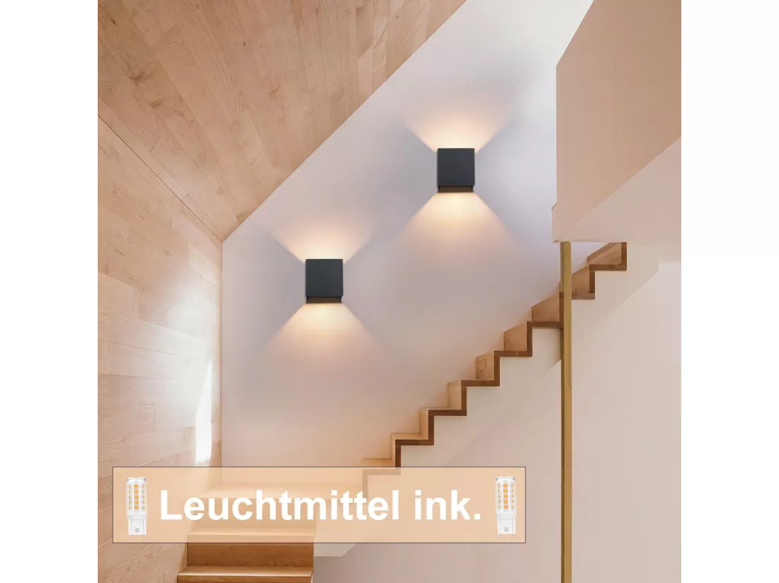 NETTLIFE Applique murale LED Intérieur/Extérieur : lot de 2 lampes extérieures Blanc chaud IP65 Applique extérieure G9 Blanc
