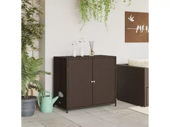 Armoire de rangement de jardin marron 83x45x76cm résine tressée