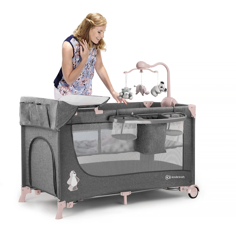 Kinderkraft Reisebett Joy Pink mit Zubehör