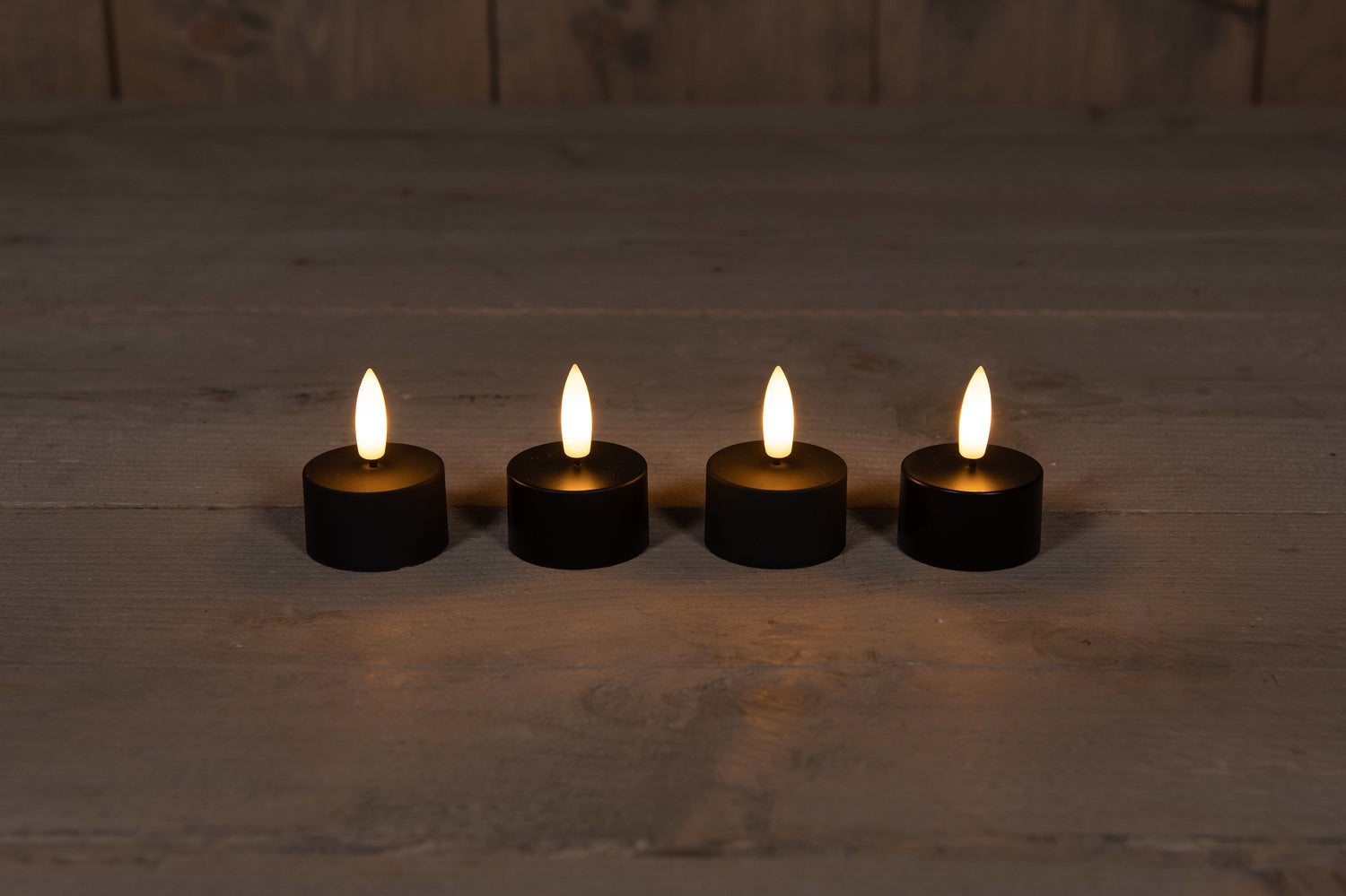 Anna's Collection LED waxinelicht zwart D 3,8 H 5 cm 4 stuks