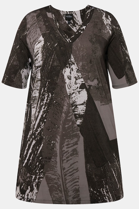 Slinkyshirt, A-Linie, Zierfalte, V-Ausschnitt, Halbarm