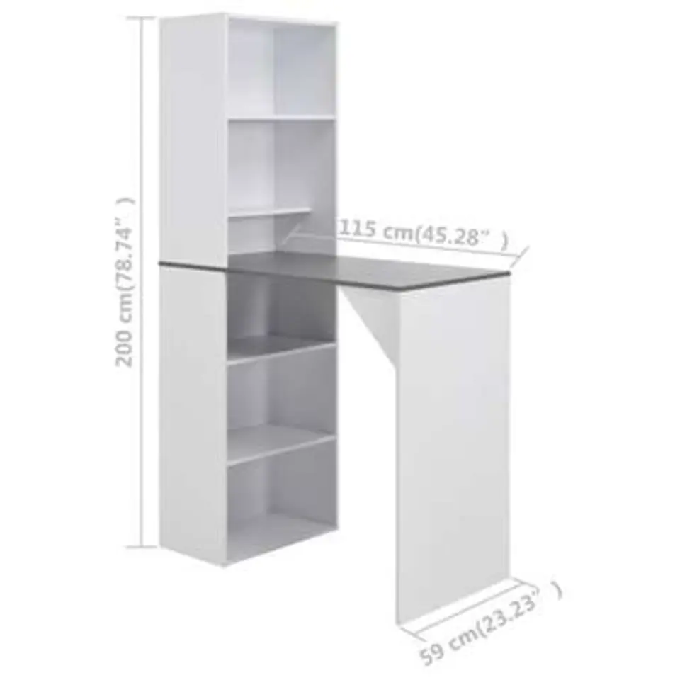 vidaXL - Bartafel - Wit - Bewerkt hout