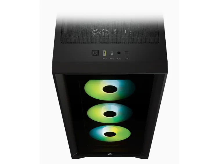 CORSAIR | iCUE 4000X RGB – Miditower - ATX - ingen strømforsyning - Sort - USB/Lyd
