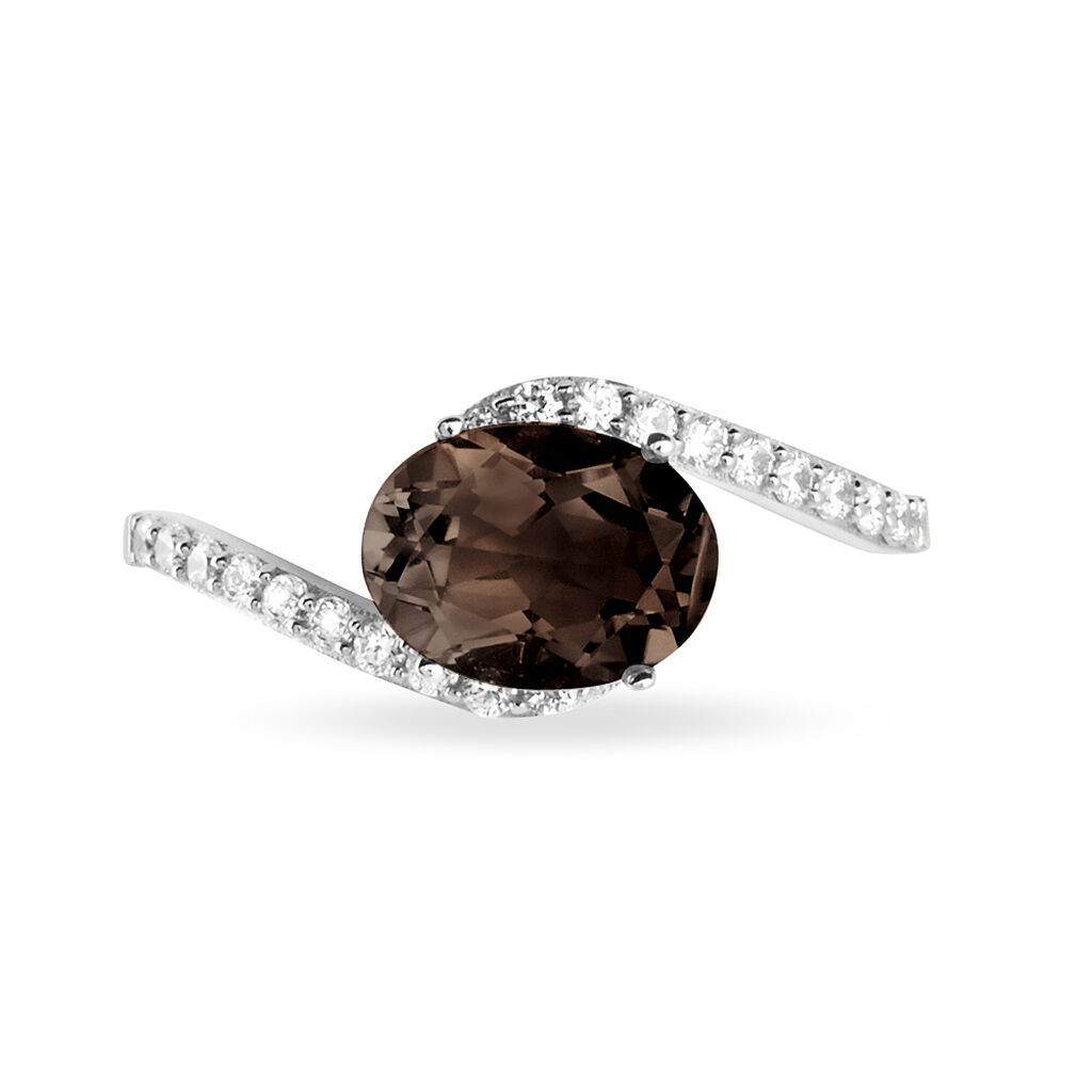 Bague Loriane Or Blanc Quartz Et Oxyde De Zirconium