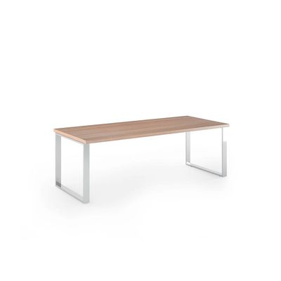 Bureau Manager FLORA - L210 x P90 cm - pieds cadre en métal effet chromé - plateau imitation merisier arabis