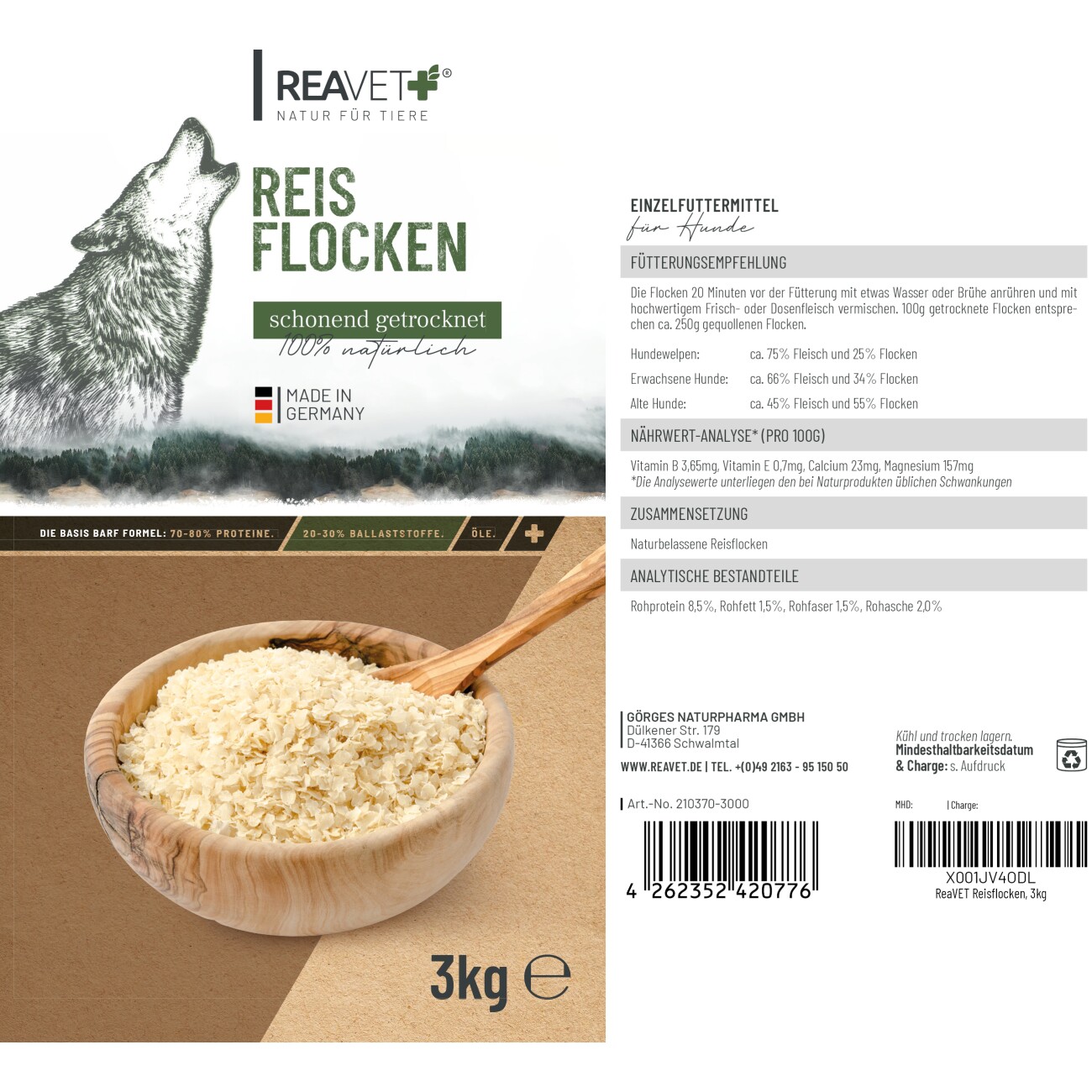 REAVET Reisflocken 3kg