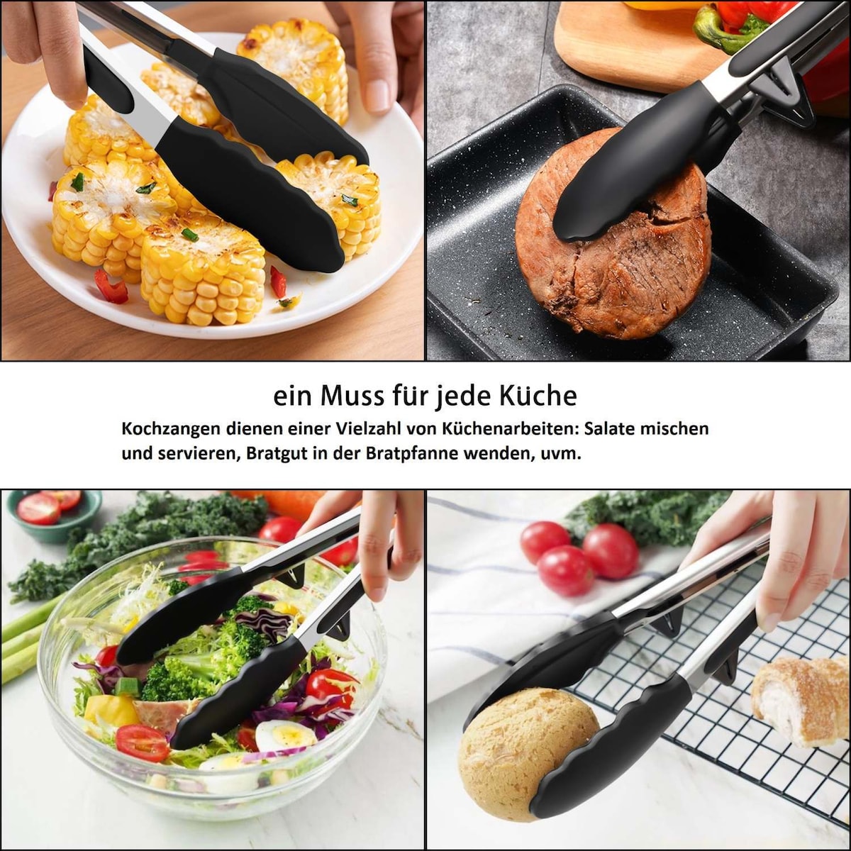 Kjøkkentang 2 deler Sett Grilltang Salatbestikktang