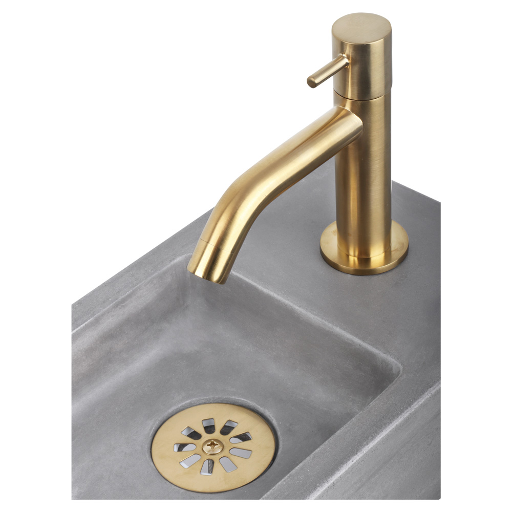 Differnz Force fonteinset beton met frame en gebogen kraan mat goud