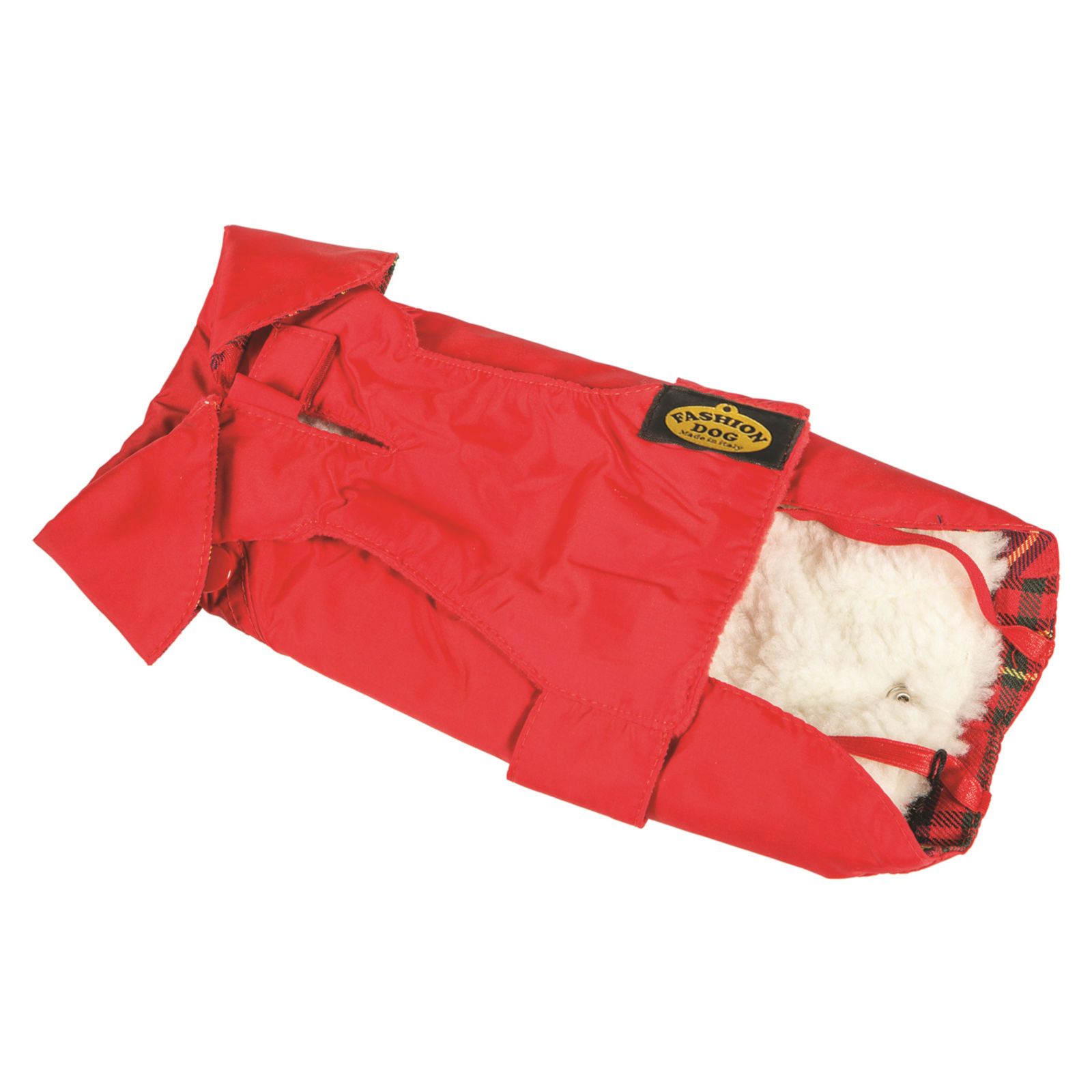 Fashion Dog Hundemantel mit Kunstpelz-Futter - Rot - 70 cm