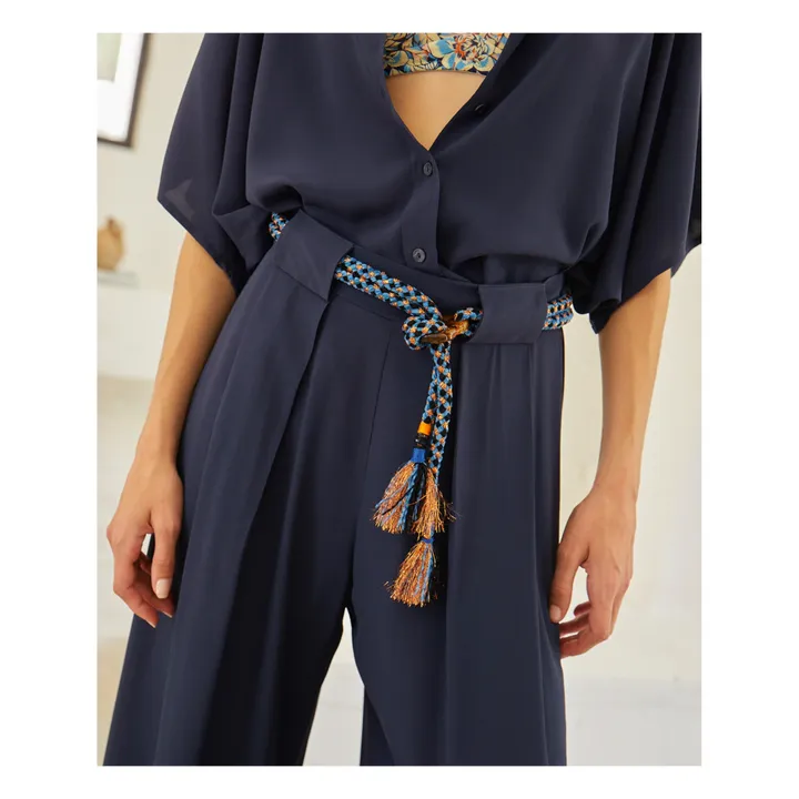 Momoni Pantalon Aspen Soie | Bleu nuit