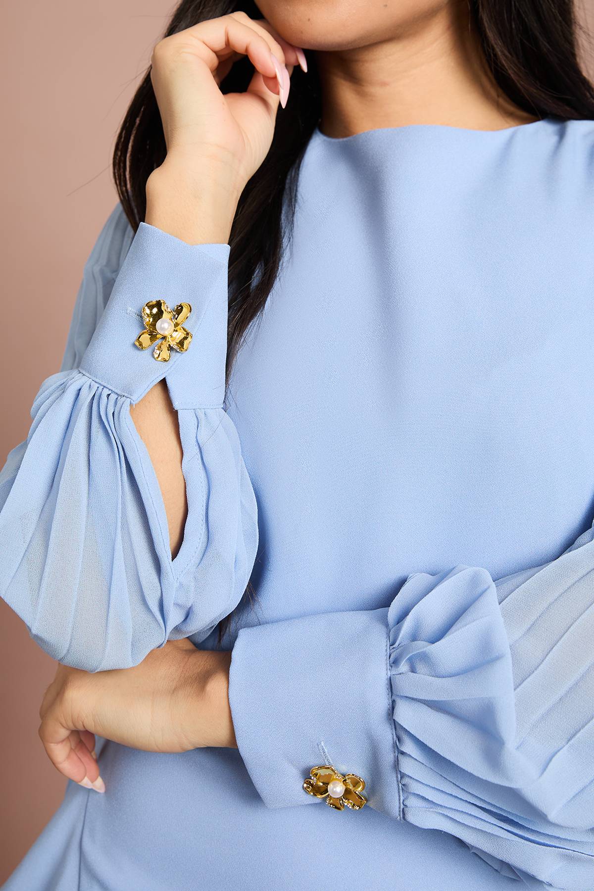 Coast Robe Midi Plissée En Crêpe À Manches Longues Petite