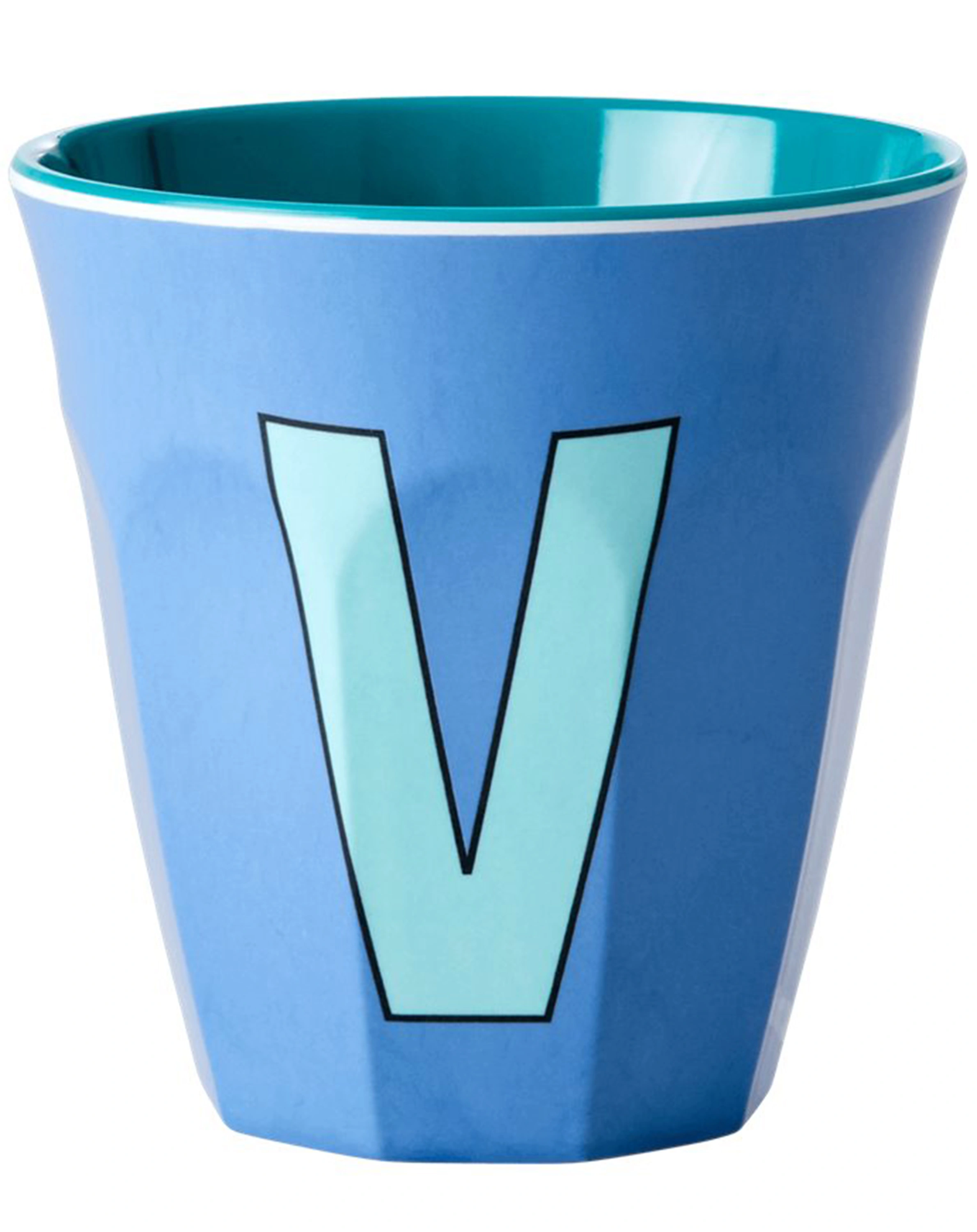 Melamin-Becher LETTER V - MEDIUM in new dusty blue
