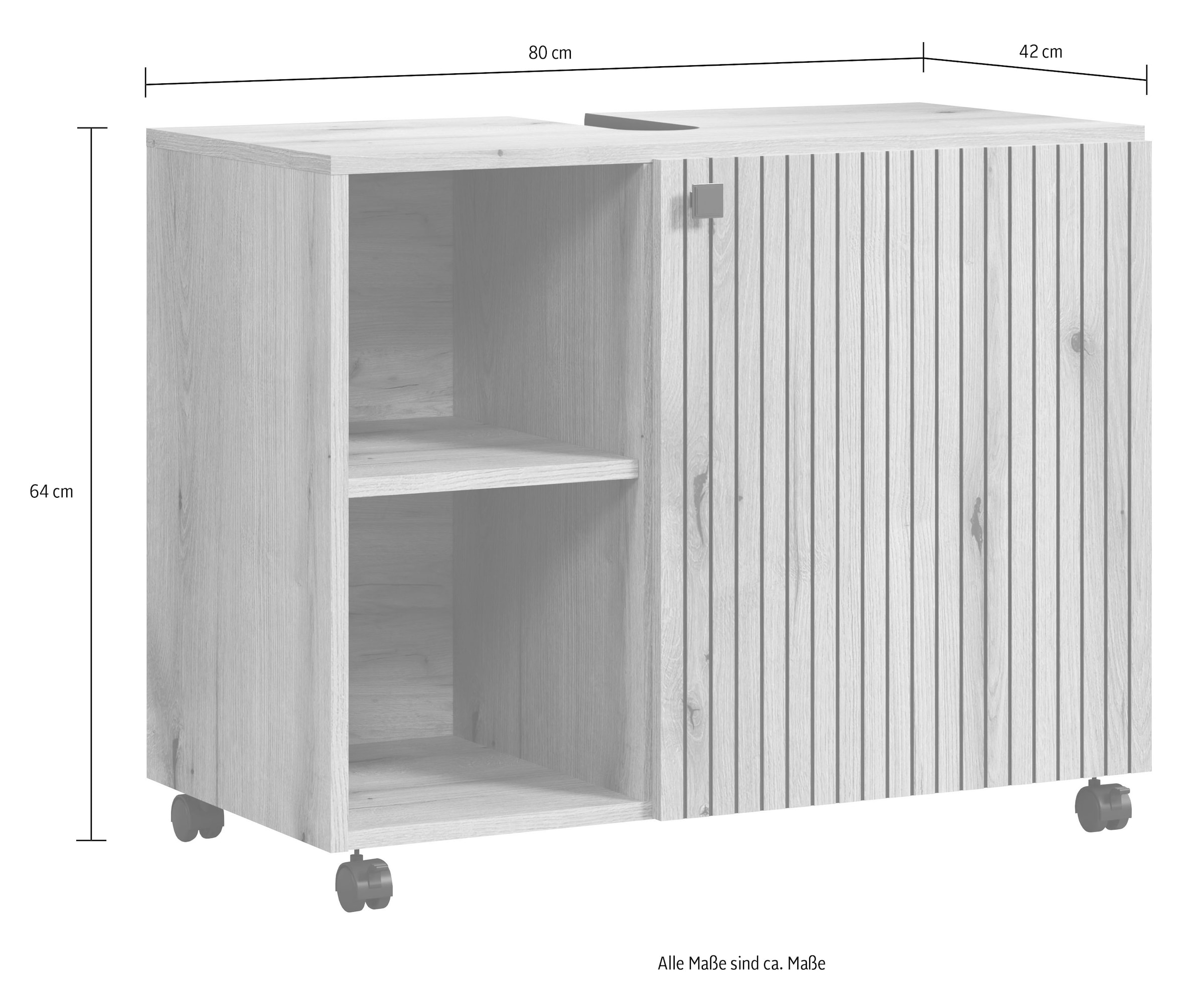 welltime Waschbeckenunterschrank »Amrum« 1 Stk. tlg. Waschtisch auf Rollen - (B/T/H) wahlweise 60-80/42/64 cm