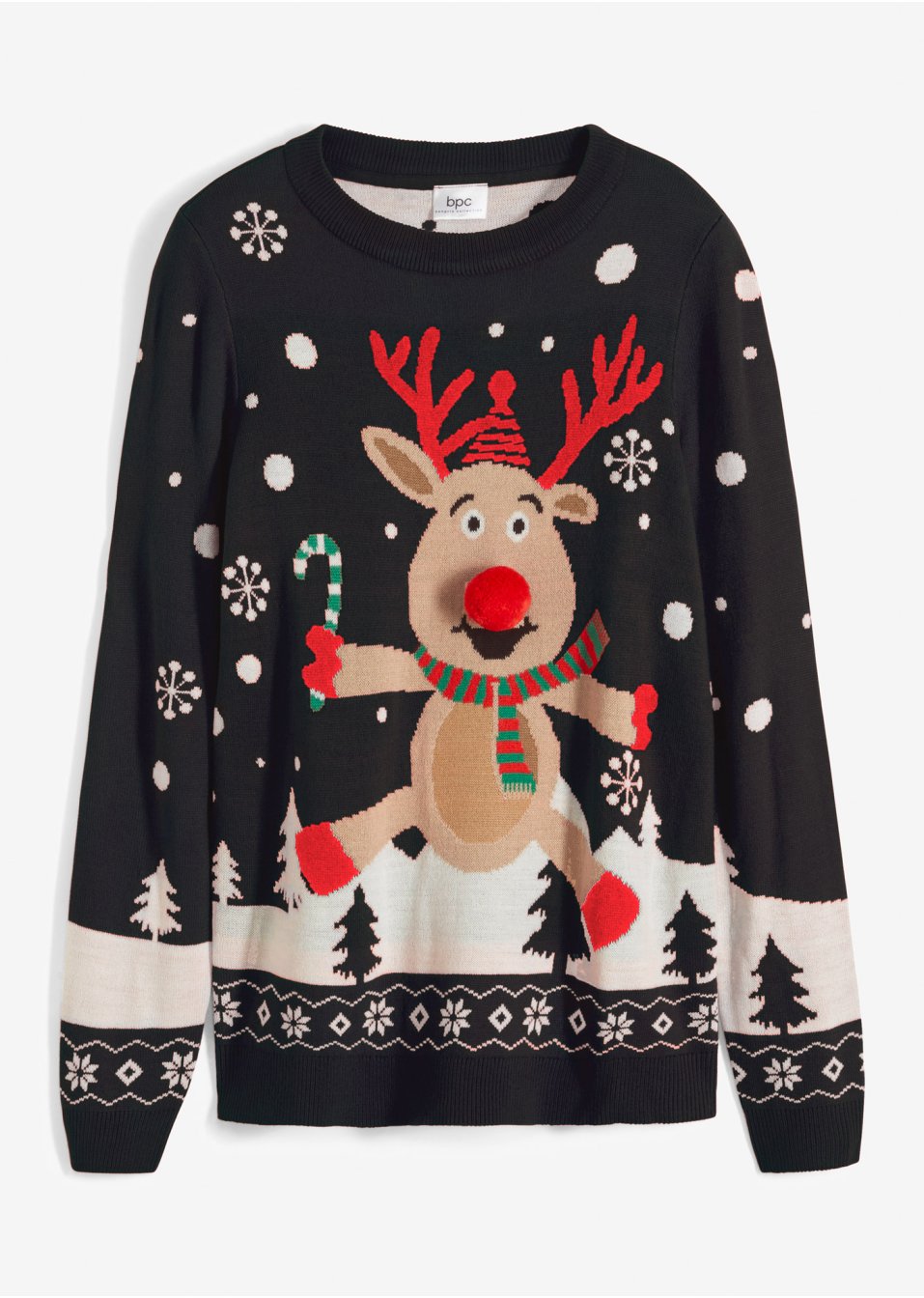 Pull motif Noël avec encolure ronde