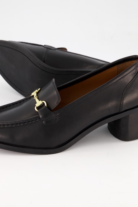 Leder-Trotteur, goldene Spange, Weite H